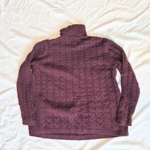 J Jill Plum Turtleneck Cableknit Sweater Womens Size M Petite